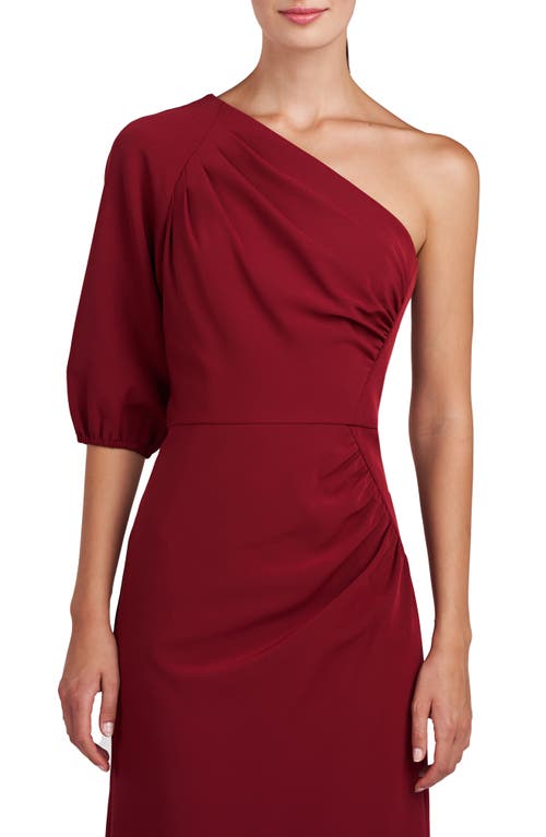 Shop Kay Unger Brea One-shoulder Sheath Cocktail Dress In Ruby Wine