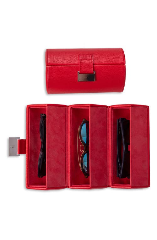 Bey-berk Leather Sunglass Storage Case In Red