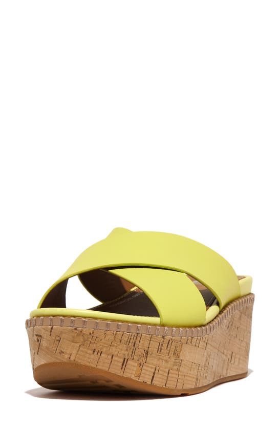 Shop Fitflop Eloise Platform Wedge Slide Sandal In Sunny Lime