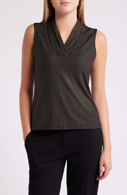 Anne Klein Dewdrop Stud Sleeveless Top in Anne Black/Gold 