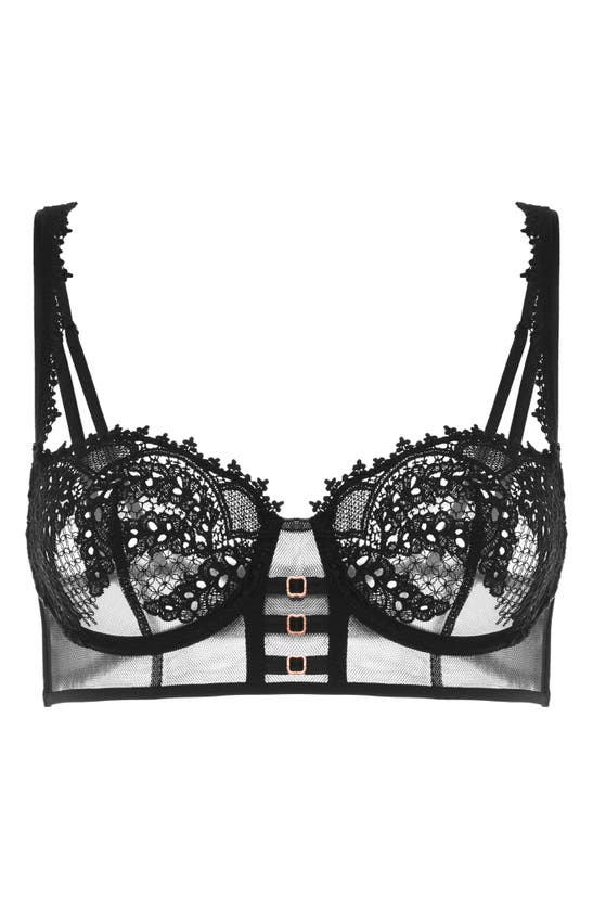 Simone Perele Mystic Underwire Embroidered Mesh Demi Bra In Black