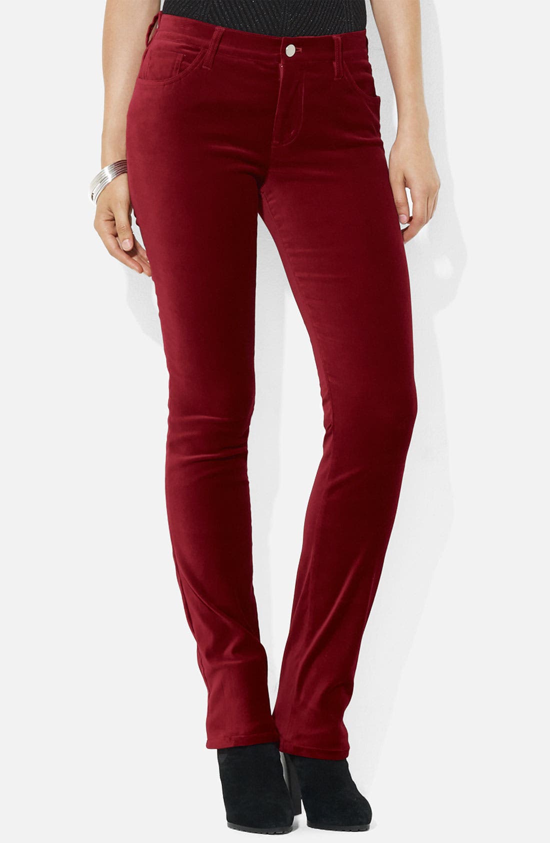 lauren ralph lauren stretch velvet straight pants