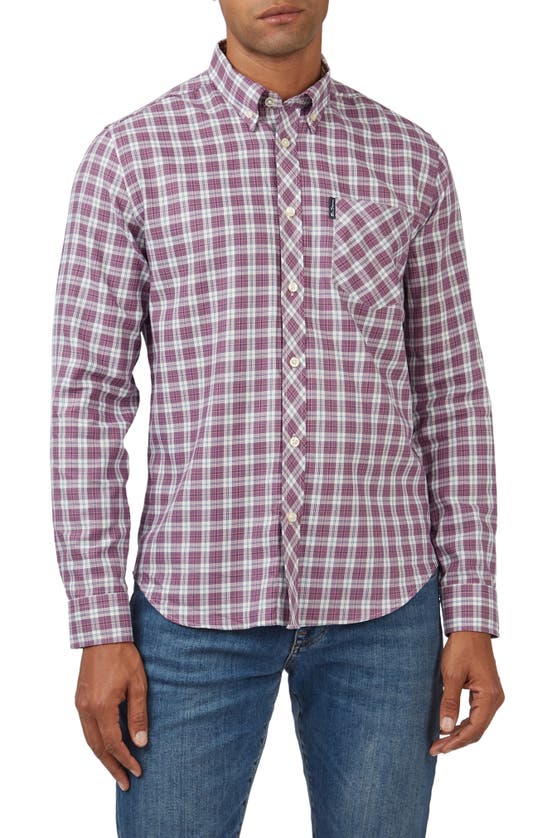 Ben Sherman Men's House Tartan Regular-fit Shirt In Grape
