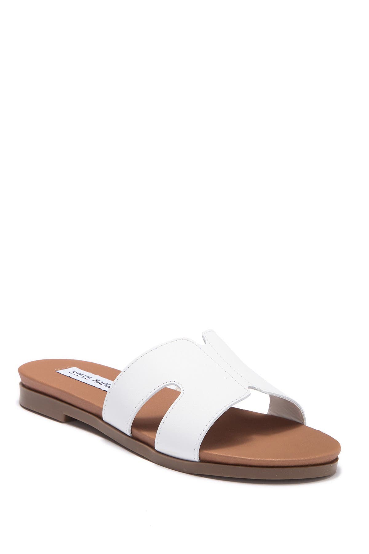 Steve Madden Hoku Slide Sandal In White Leat