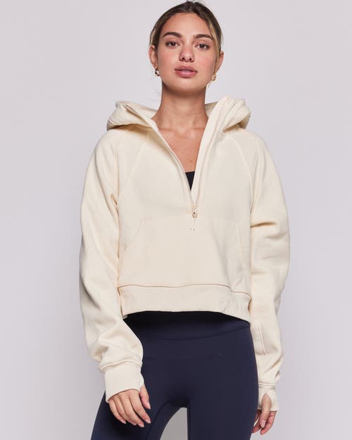 Shop Rebody Active Effortless Fleece Half Zip Hoodie In Bone