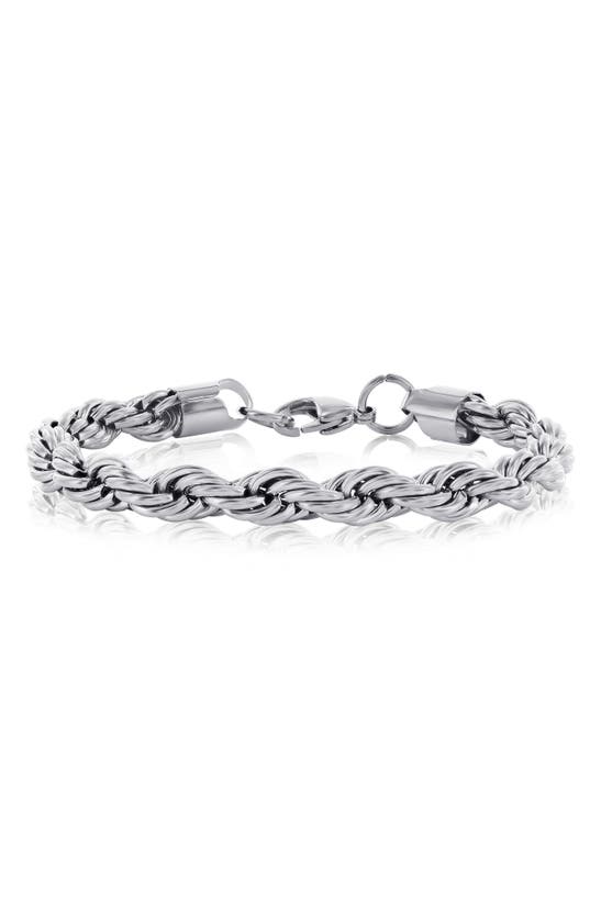 Blackjack 8mm Rope Chain Bracelet In Silver