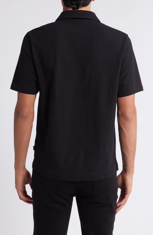7 For All Mankind Piqué Knit Polo In Black