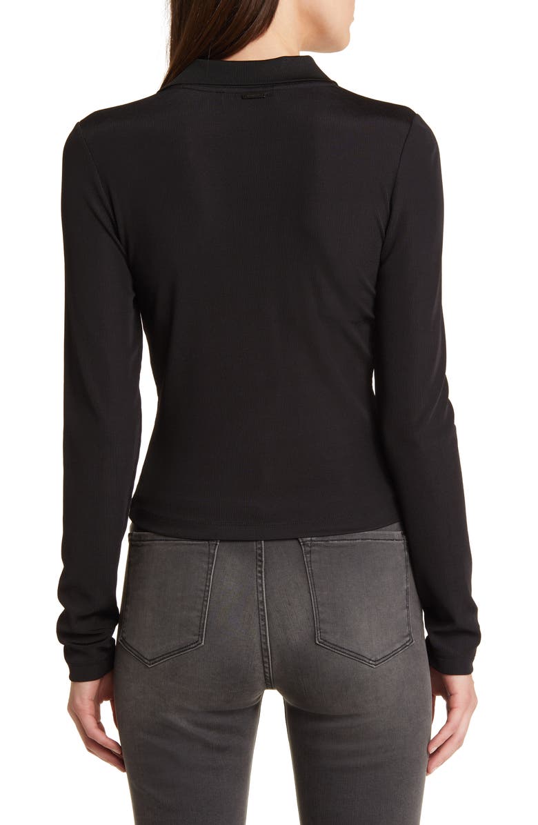 AllSaints Hallie Rib Long Sleeve Polo | Nordstrom