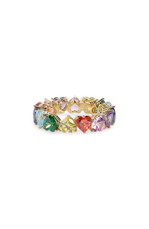 Judith Leiber Couture Small Heart Cubic Zirconia Eternity Ring in Rainbow