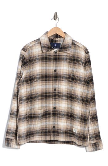 Ben Sherman Check Print Shirt Jacket In Camel