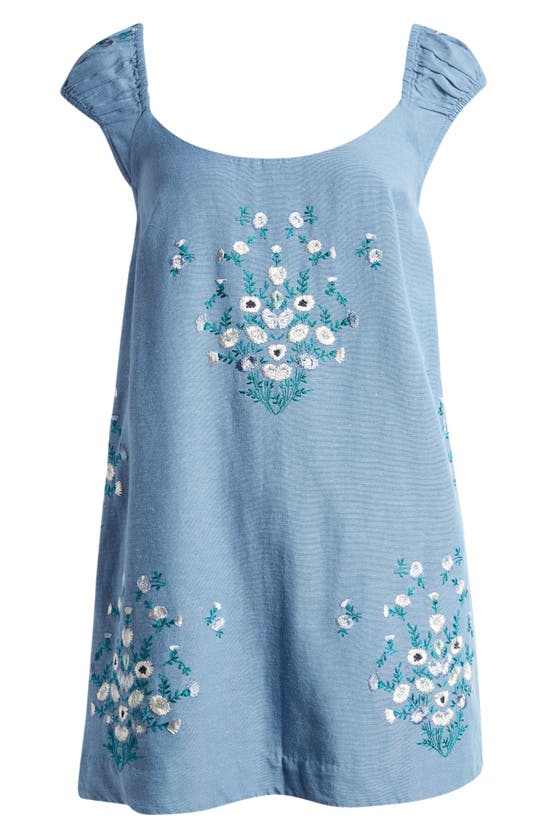 Shop Free People Wildflower Embroidered Minidress In Copen Blue Com