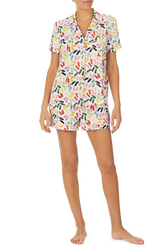 Kate Spade Print Short Pajamas In White/ Sandals | ModeSens