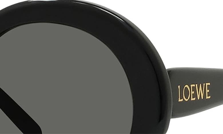 Shop Loewe Thin 52mm Round Sunglasses In Shiny Black / Smoke