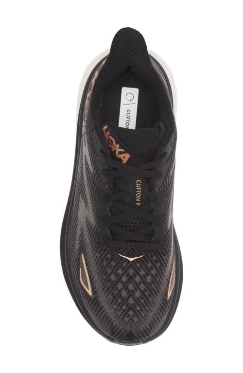 Shop Hoka Clifton 9 Running Shoe In Black/copper