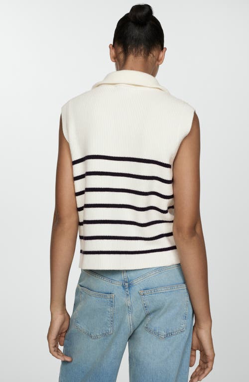 Mango Rizon Sweater Vest In Ivory/navy Stripe
