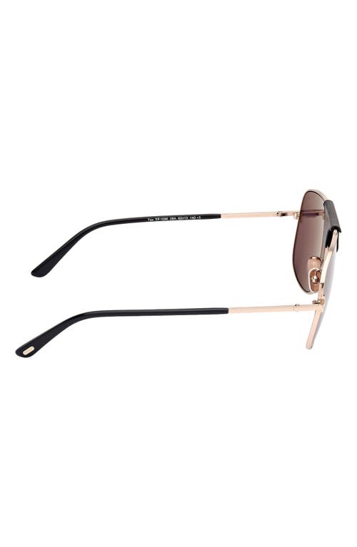 Shop Tom Ford <br />tex 62mm Navigator Sunglasses In Shiny Rose Gold Black/smoke