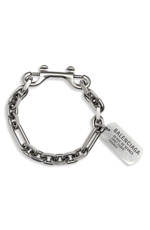 Shop Balenciaga Id Tag Bracelet In Antique Silver