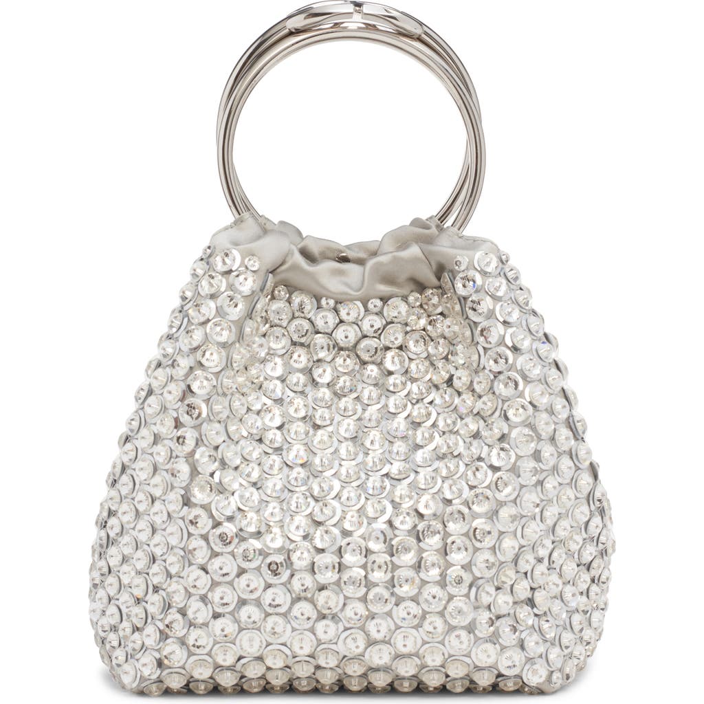 Valentino Garavani Small Carry Secrets Crysal Embellished Bucket Bag In Y3f Crystal/grey/palladium