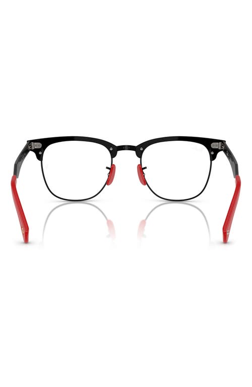 Ray Ban Ray-ban X Scuderia Ferrari 51mm Square Optical Glasses In Shiny Black/red