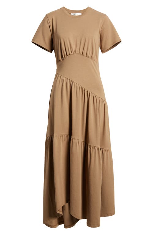 Frame Asymmetric Tiered Ruffle Knit Dress In Brown