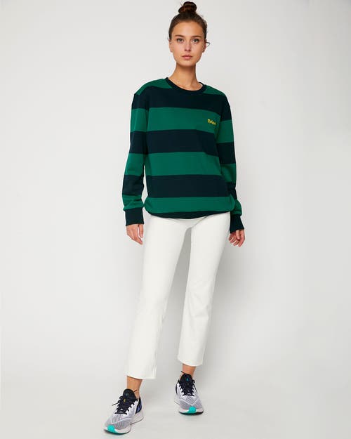 Rebody Active Embroidered Rebody Rugby Striped Sweatshirt Sustainable In Navy/green