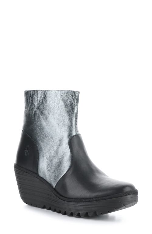 Fly London Yuxi Wedge Boot In Black/graphite