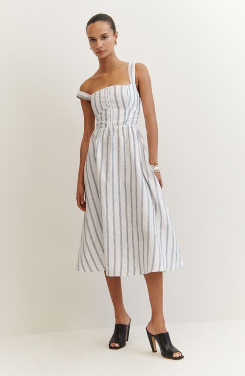 Shop Reformation Tagliatelle Linen Dress In Harbor Stripe