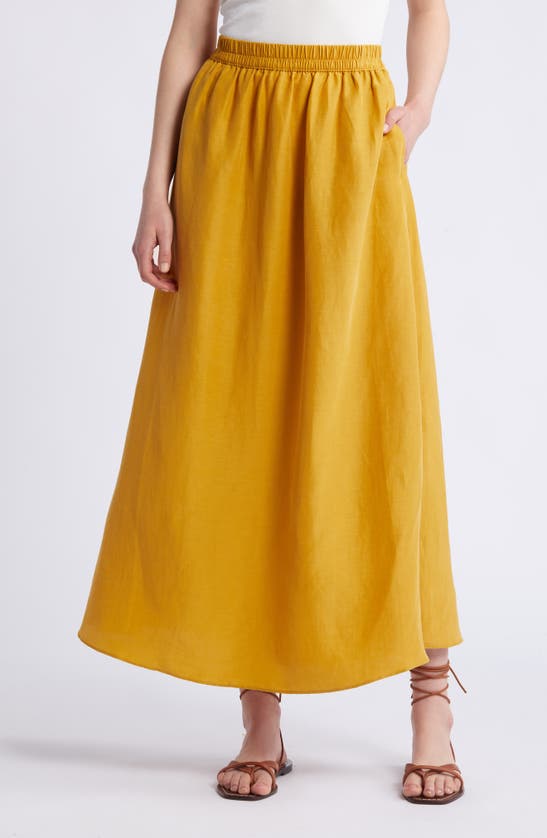 Shop Nordstrom Pull-on Midi Skirt In Yellow Myth