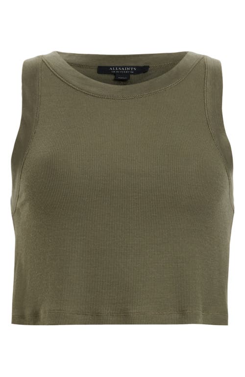 Shop Allsaints Rina Rib Crop Tank In Tarmac Green