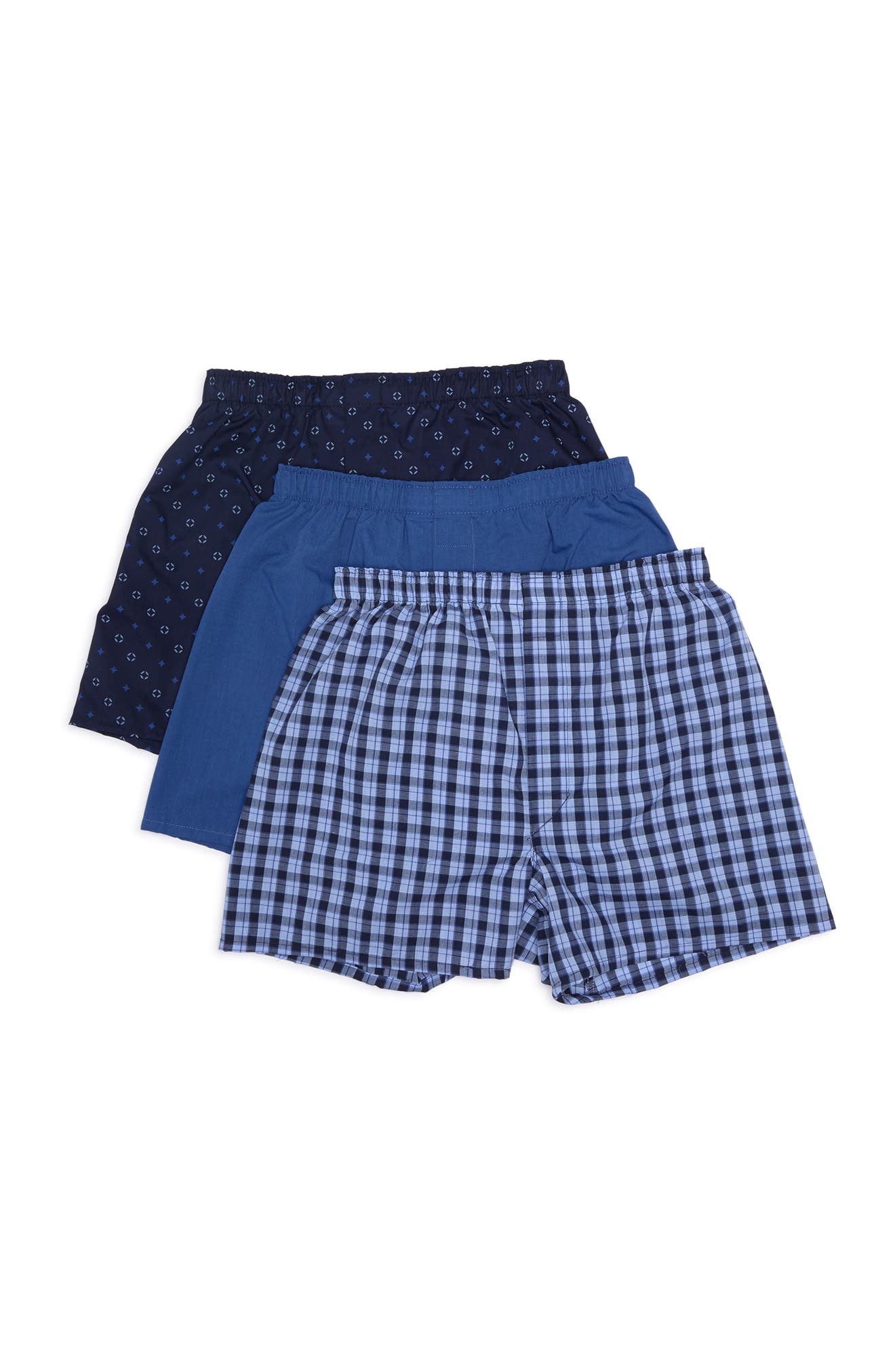 Nordstrom Woven Boxer In Navy Plaid Geo Pack
