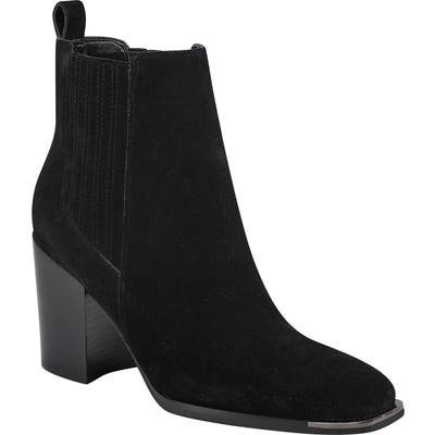 Marc Fisher Ltd Taline Croc-Embossed Square Toe Boot- Black