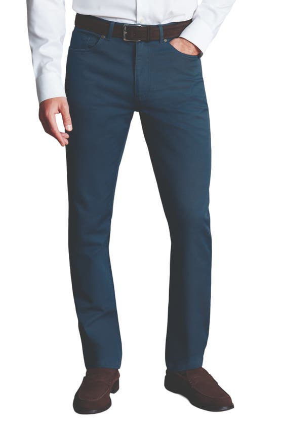Charles Tyrwhitt Twill Slim Fit 5 Pocket Jeans In Petrol Blue