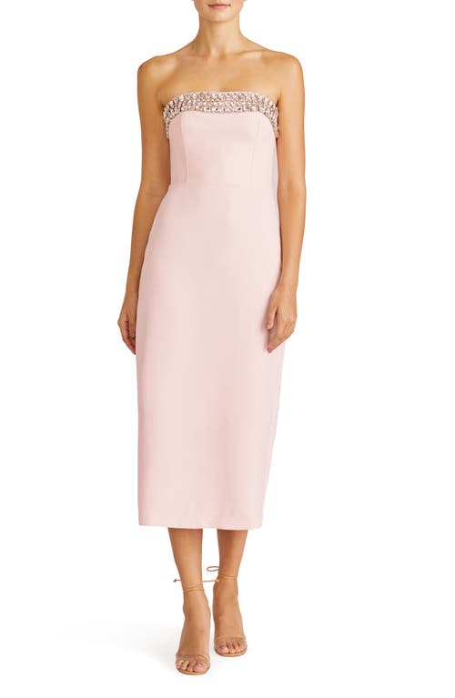 ML Monique Lhuillier Milana Strapless Midi Cocktail Dress Pearl Pink at Nordstrom,