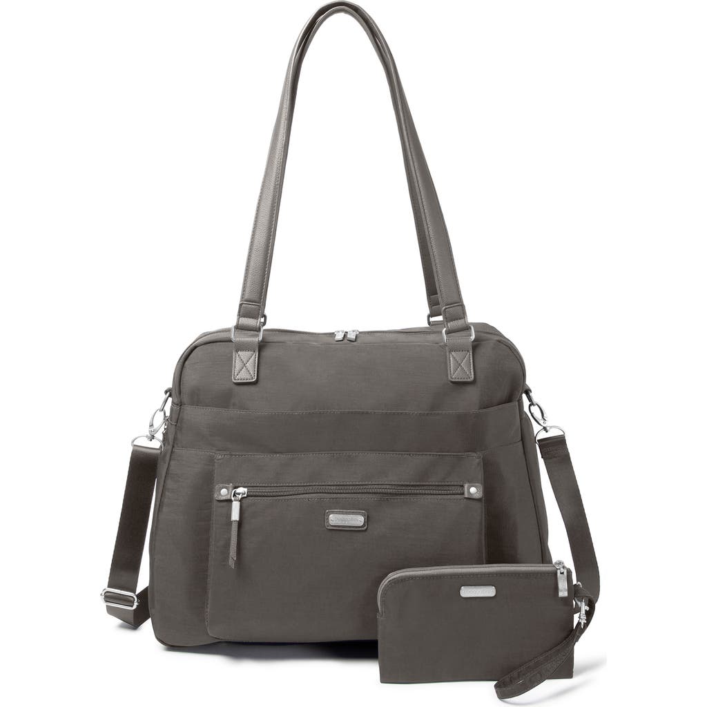 Baggallini Overnight Expandable Laptop Tote Bag With Rfid Wristlet In Sterling Shimmer