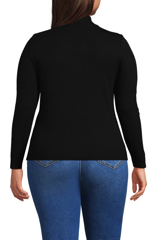 Shop Lands' End Plus Size Drapey Rib Skimming Long Sleeve Mock Neck In Black