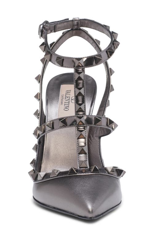 Valentino Garavani Laminated Grey Rockstud Pumps With 10 Cm Heel In Leather Woman In 113 Antracite