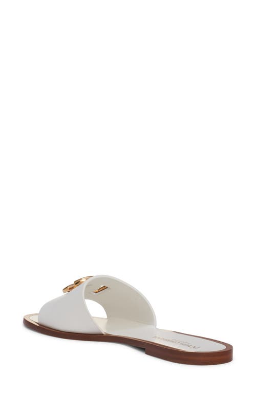 Dolce & Gabbana Dg Medallion Leather Flat Sandals In Bianco Ottico