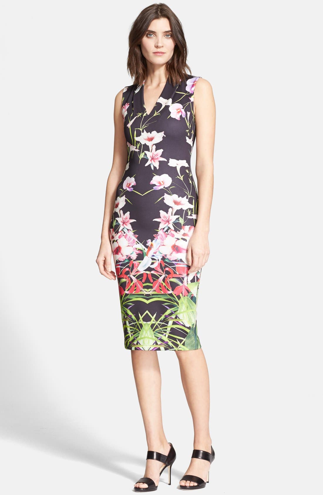 Ted Baker London 'Jalita' Floral Print Midi Dress Nordstrom