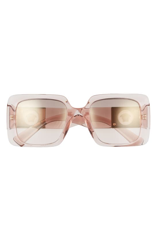 Click to view more detailed imagery on our partner's website Versace 54mm Rectangle Sunglasses In Trans Pink/ Brown-gold Mirror