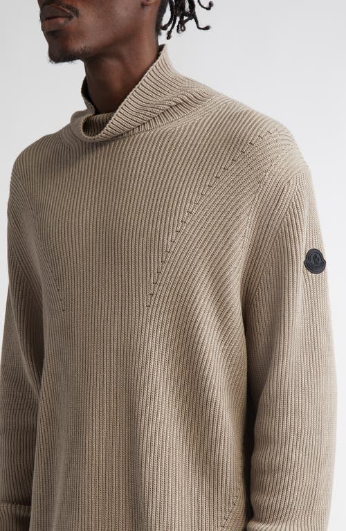 Moncler Ciclista Cotton Turtleneck Sweater In Beige