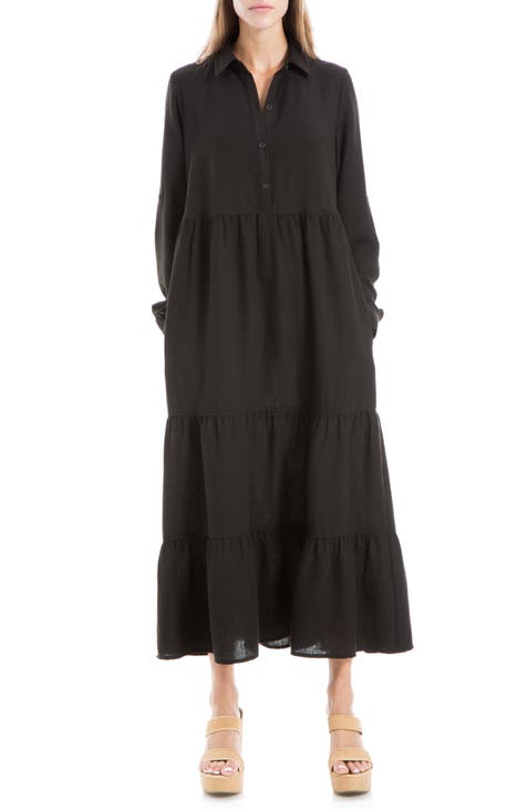 Women's Short-Sleeve Belted Midi Dress