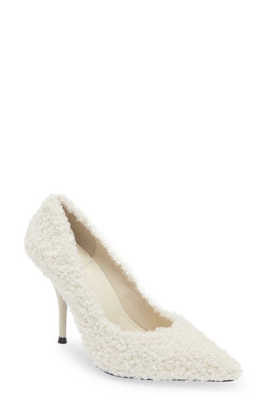 Shop Jeffrey Campbell Convince Faux Fur Pump In Ivory Curly