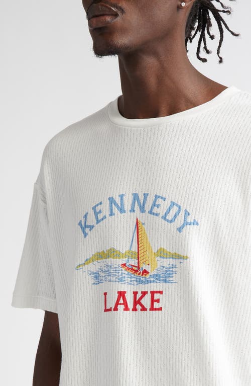 BODE BODE KENNEDY LAKE POINTELLE COTTON GRAPHIC T-SHIRT 