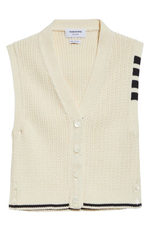 THOM BROWNE THOM BROWNE 4-BAR CABLE VIRGIN WOOL CROP VEST 