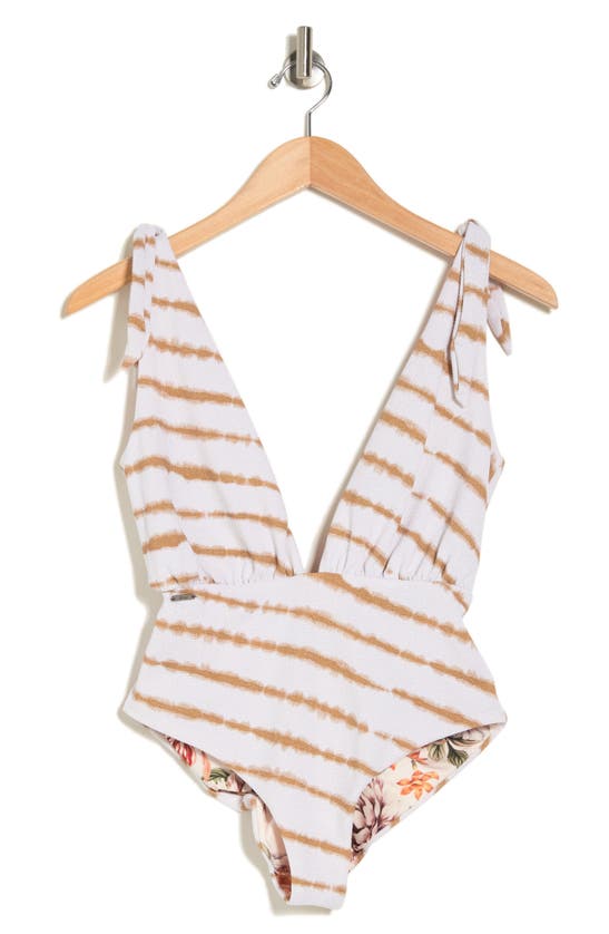 Maaji Ocena Waves Faena Reversible Plunge One-piece Swimsuit In White