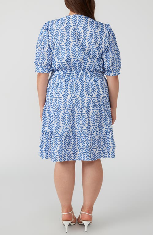 Shop Estelle La Croisette Ruffle Hem Dress In Blue/milk