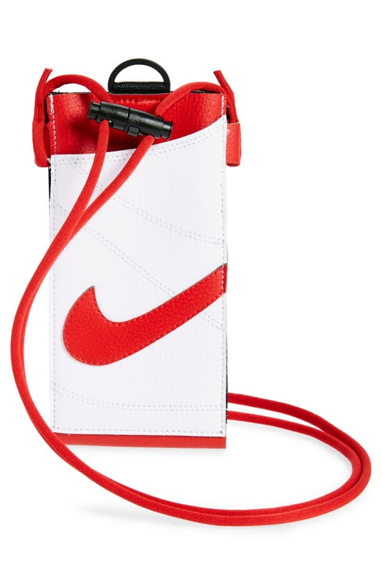 Shop Nike Premium Phone Crossbody Bag In White/ Red