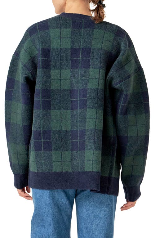 English Factory Oversize Check Cardigan In Green Multi