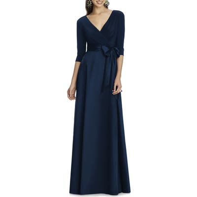Alfred Sung Jersey & Mikado A-Line Gown