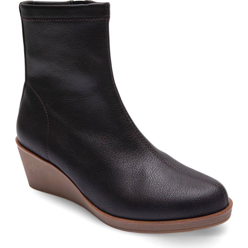 Aerosoles Binnie Wedge Bootie In Java Stretch Pebbled Faux
